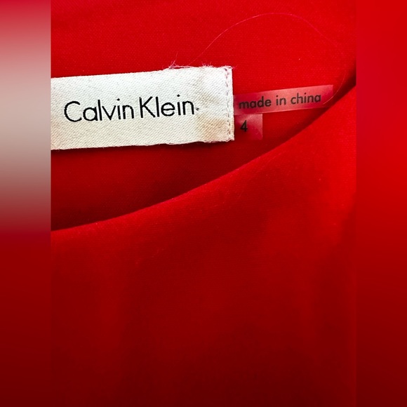 CALVIN KLIEN RED RUFFLE SLEEVELESS DRESS SIZE 4 - Picture 2 of 6